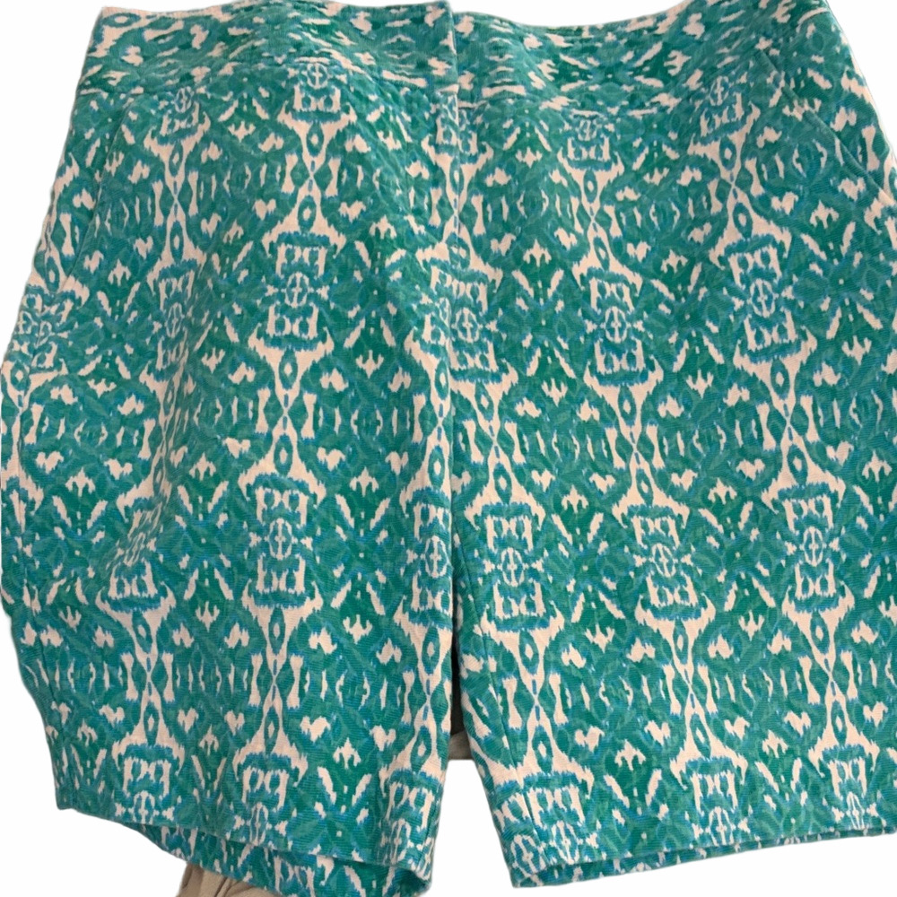 Dana Buchman size 12 shorts Turquoise, green and White 100% Cotten.